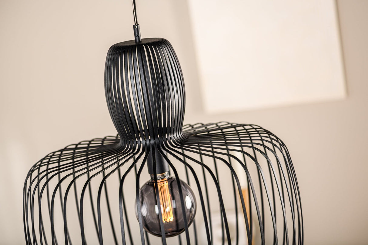 Industrial Pendant Lamp Ursul Black Metal 1-light Ø55 cm