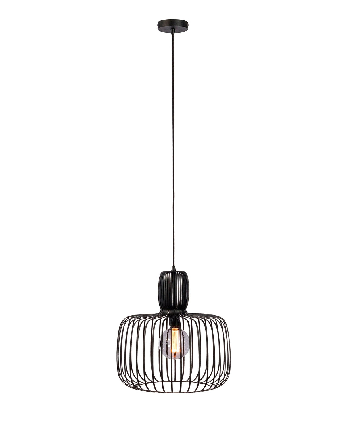 Industrial Pendant Lamp Ursul Black Metal 1-light Ø55 cm