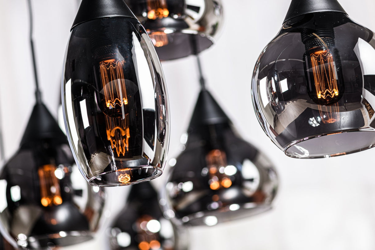 Glass Pendant Lamp Kesi 8-light Smoke Glass