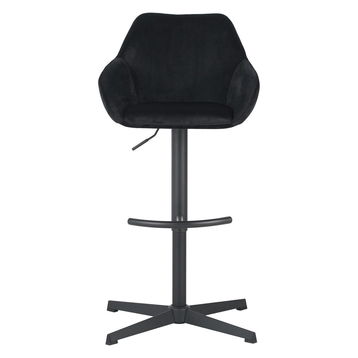 Venom Bar Stool Black Velvet - adjustable rotating bar seat with armrest