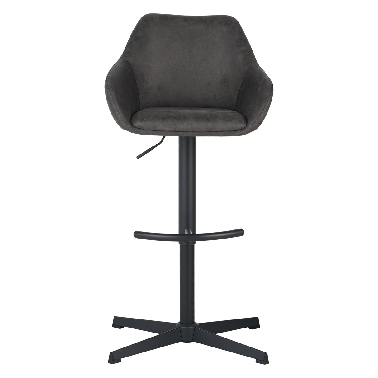 Venom Bar Stool Anthracite Eco-leather - Adjustable Swivel Bar Chair with Armrest