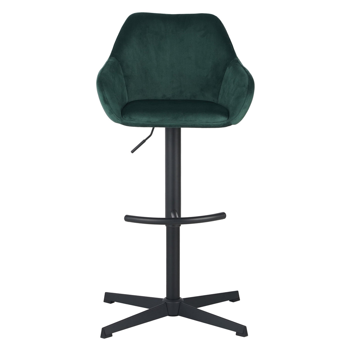 Venom Bar Stool Green Velvet - adjustable rotating bar seat with armrest