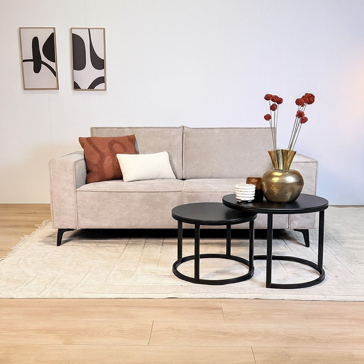 2-seater loose thick back cushions gray chenille Yara