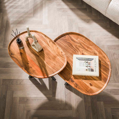 Luna Coffee Table Set Ø70 & Ø48 Solid Acacia