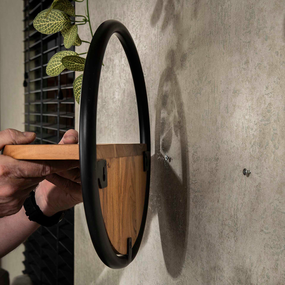 Round Wall Shelf Ø35 Solid Acacia Wood Set of 3