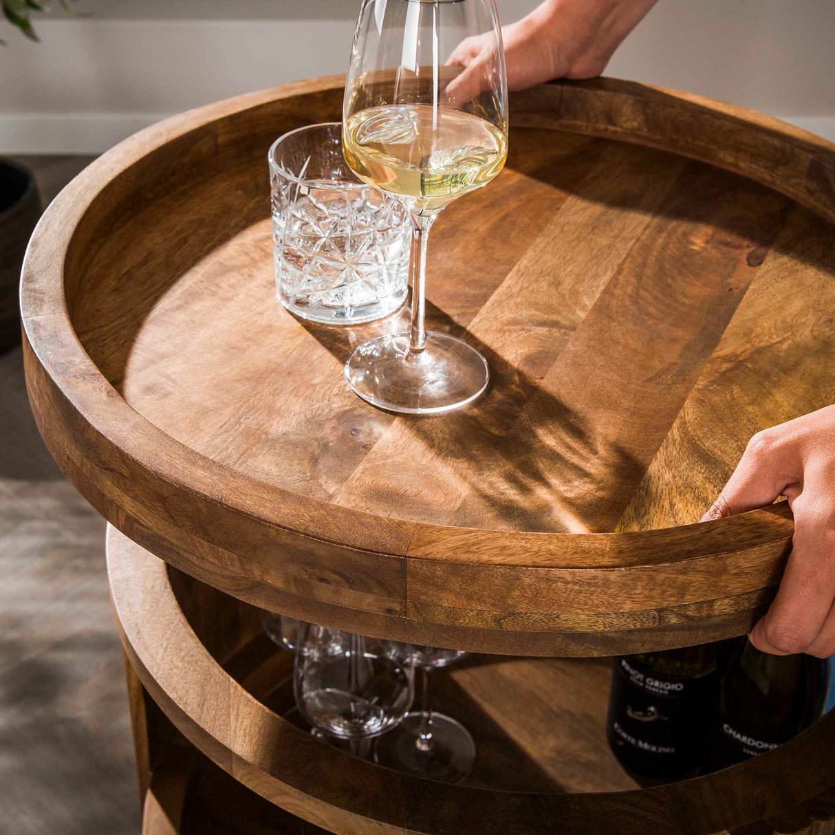 Bartrolley Mango wood sand color on wheels