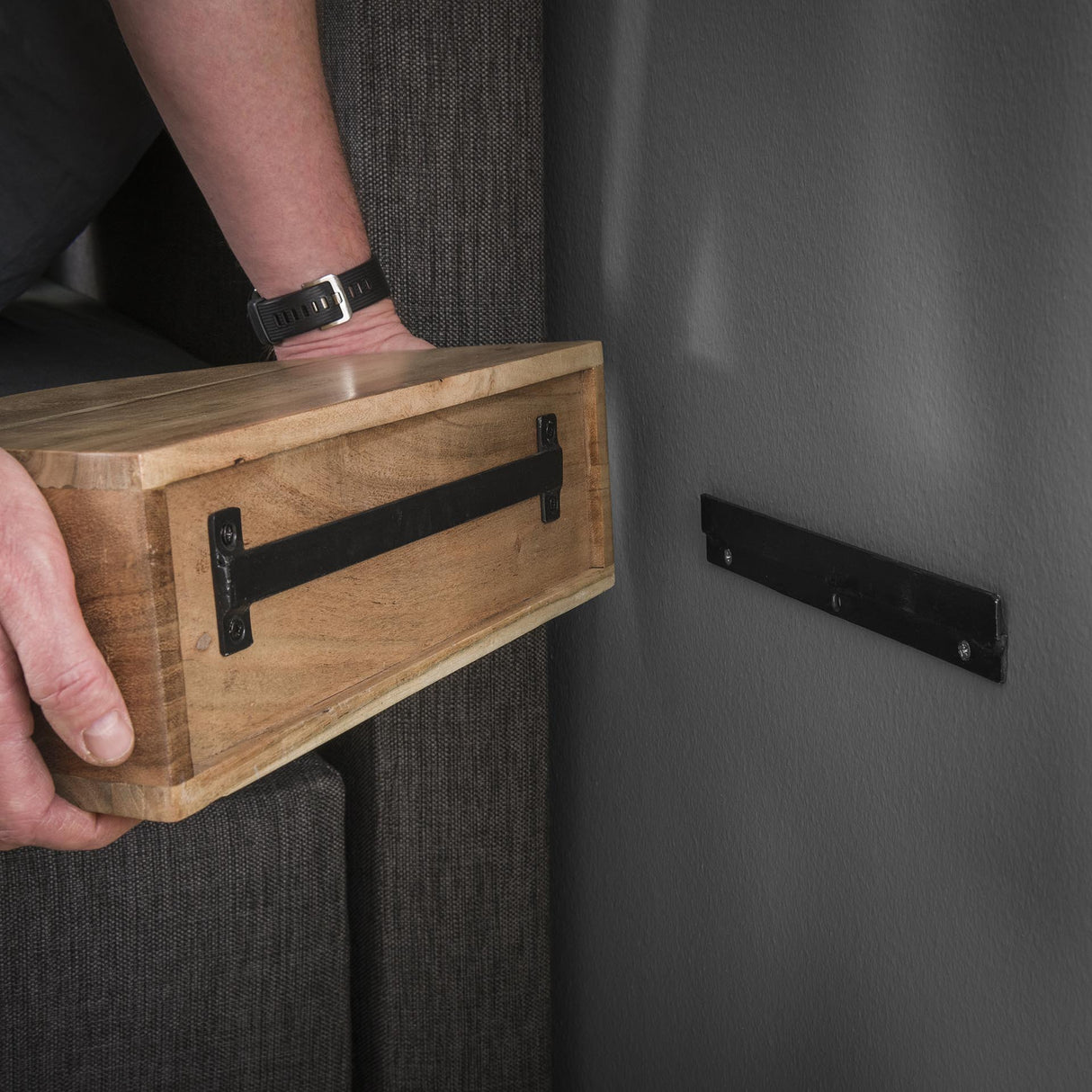 Floating Bedside Table Noa Half-round Acacia Wood