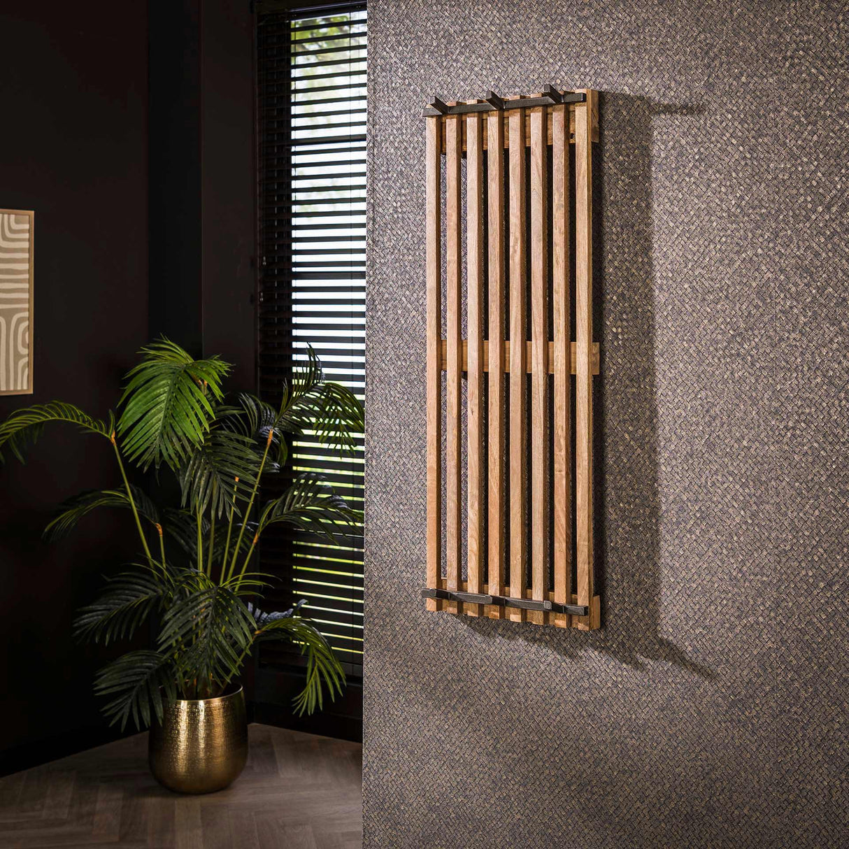 Coat Rack 6 Hooks Mango Wood Sand Color Vera