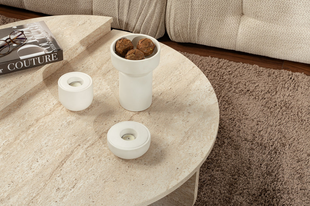 Round Coffee Table Marble Look Melamine 85 cm Orin