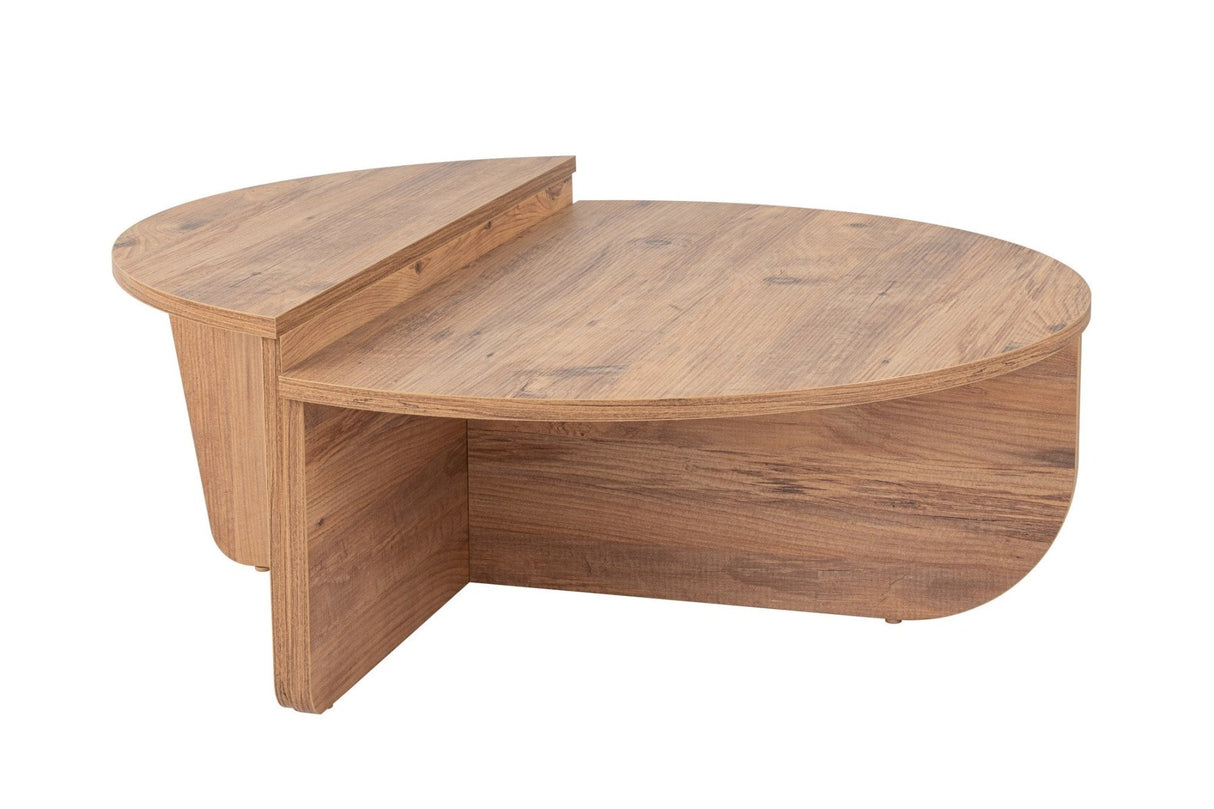 Round Coffee Table Atlantic Pinewood Stepped Melamine 90 cm Orin