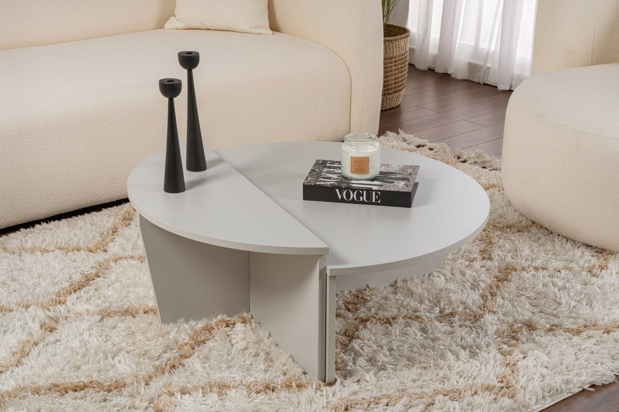 Round Coffee Table Grey Tiered Melamine 90 cm Orin
