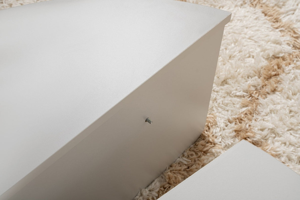 Round Coffee Table Grey Tiered Melamine 90 cm Orin