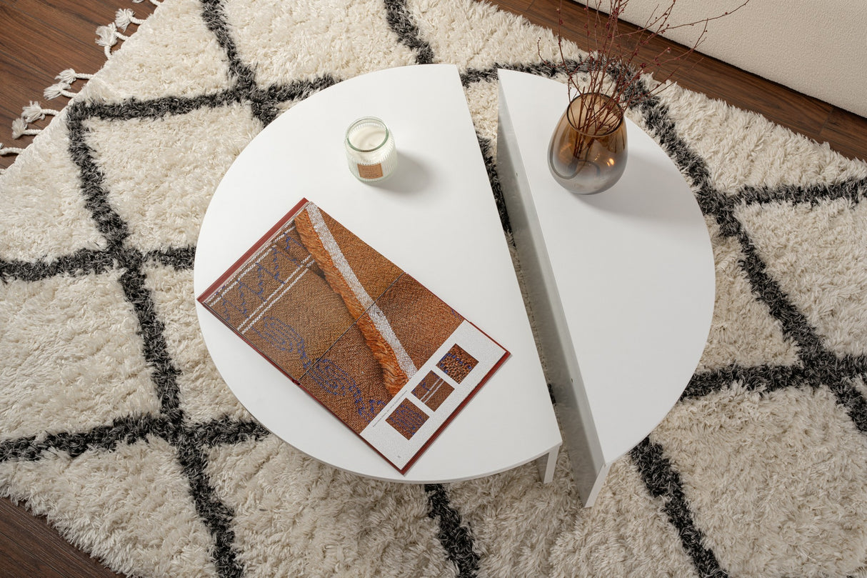 Round Coffee Table White 85 cm Melamine Orin