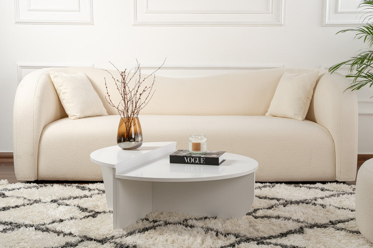 Round Coffee Table White 85 cm Melamine Orin