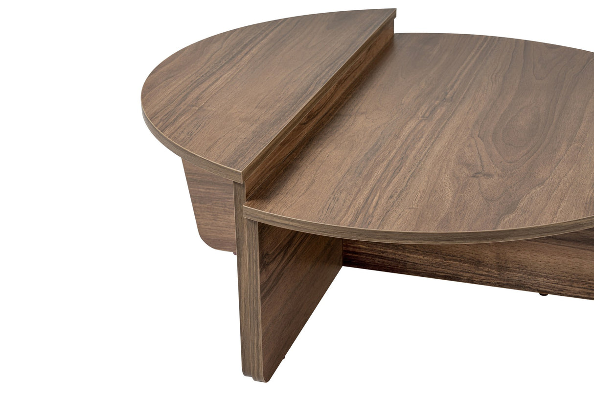 Round Coffee Table 85 cm Natural Walnut Melamine Orin