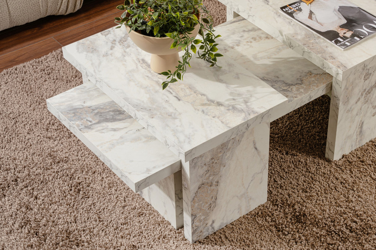 Marble Look Melamine Coffee Table Rebellion