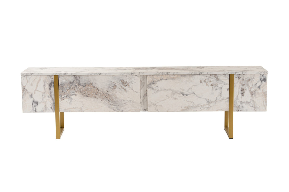 TV Cabinet Marble Melamine Golden Frame Blitz 50x180x29.5 cm