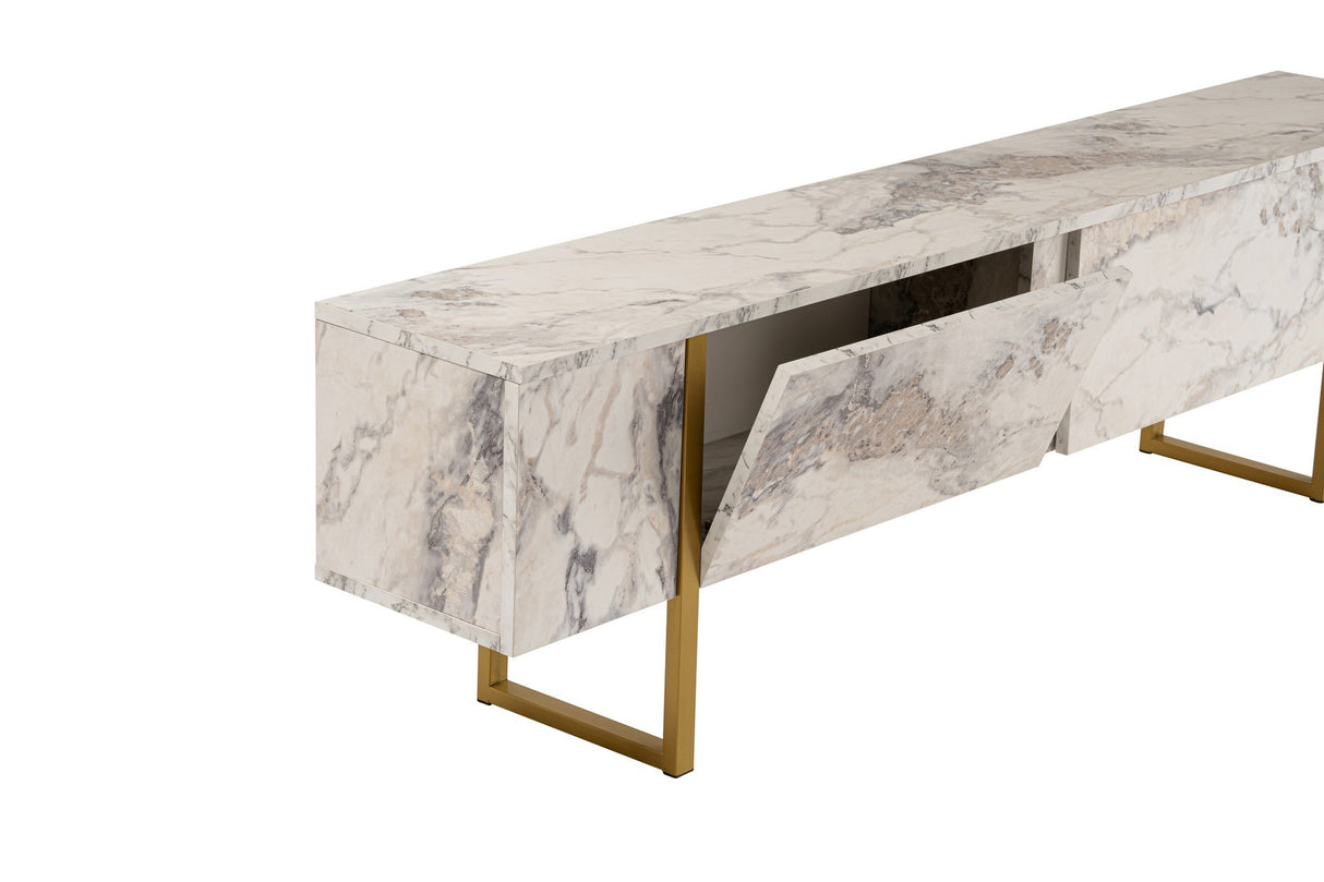 TV Cabinet Marble Melamine Golden Frame Blitz 50x180x29.5 cm