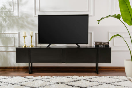 TV Cabinet Black Melamine Blitz 50x180x29.5 cm