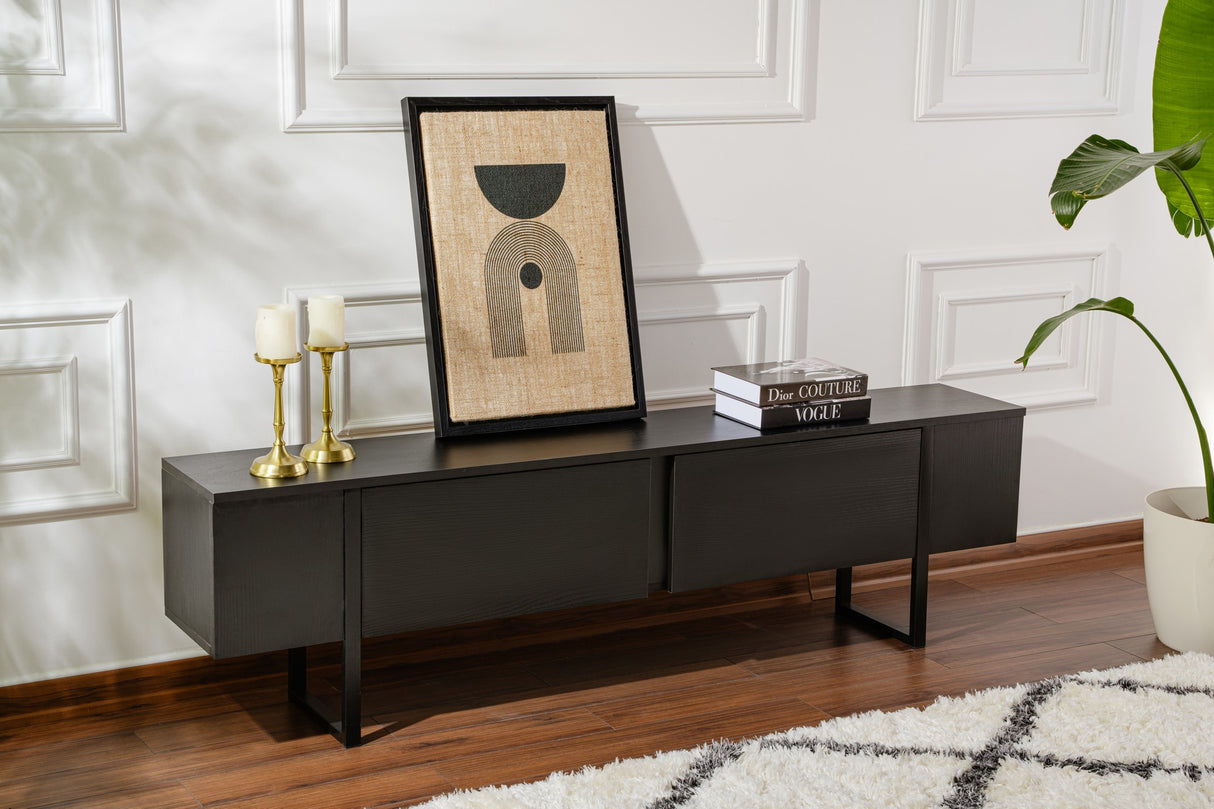 TV Cabinet Black Melamine Blitz 50x180x29.5 cm