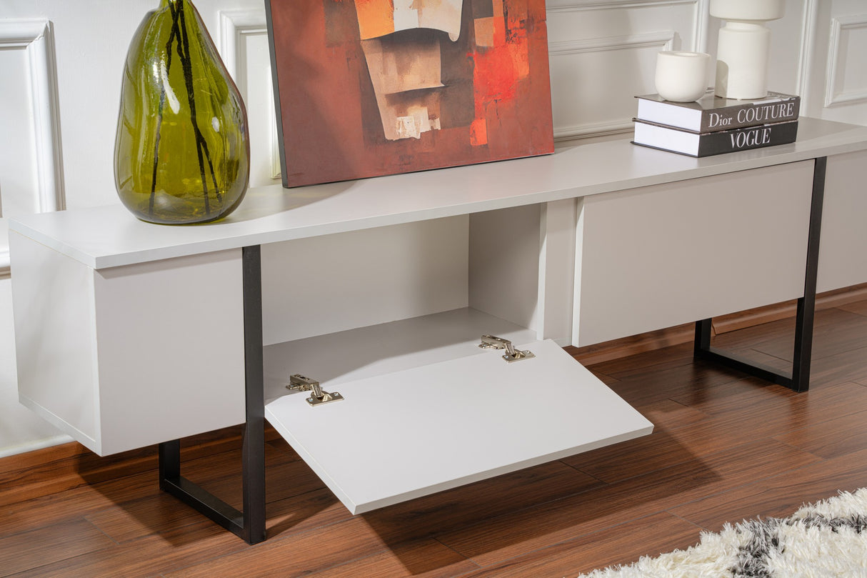 TV Cabinet Gray Melamine Gold Frame Blitz 50x180x29.5 cm