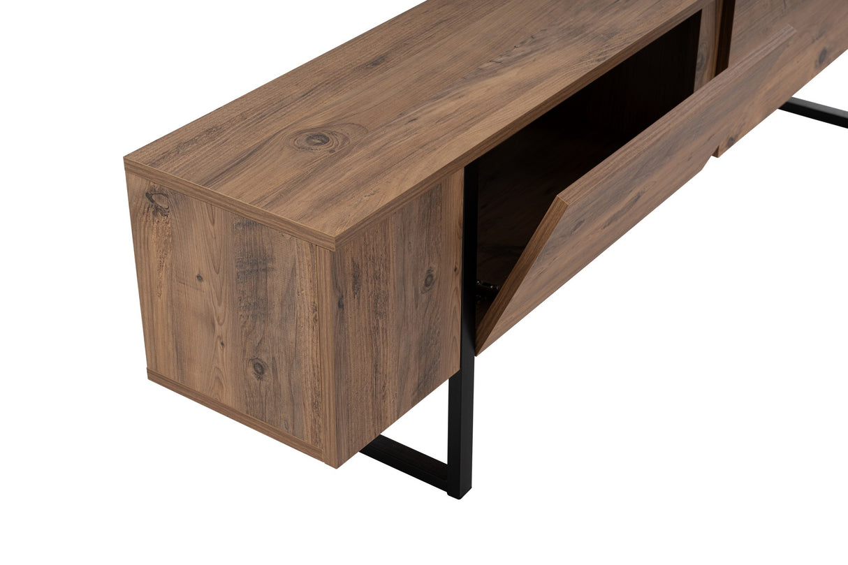 TV Cabinet Natural Melamine Black Frame Blitz 50x180x29.5 cm