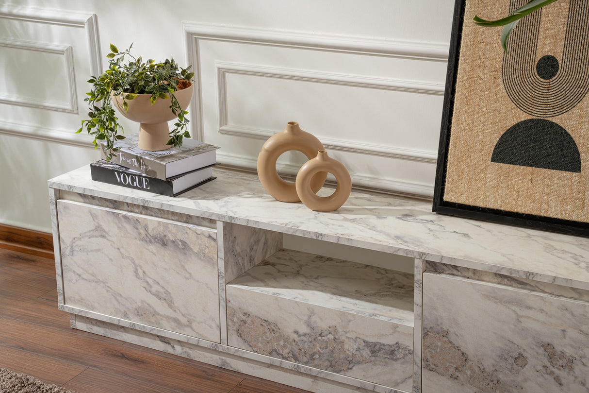 TV Furniture Marble Melamine Flare 42x160x29.5 cm