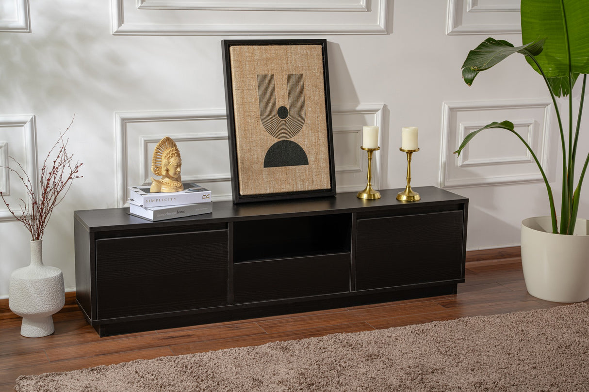 TV Cabinet Black Melamine Flare 42x160x29.5 cm