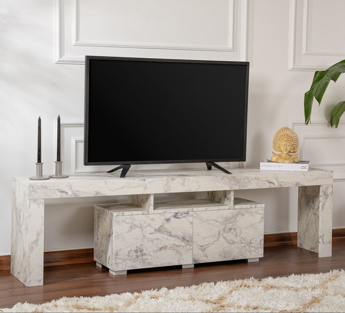 TV Cabinet Marble Melamine Vertex 50x180x31.3 cm