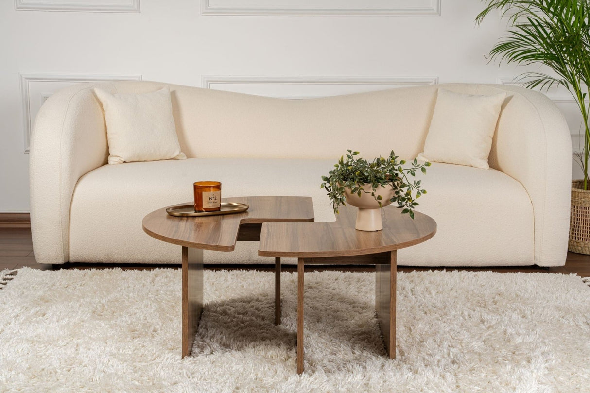 Round Coffee Table Moari Walnut Melamine 90 cm