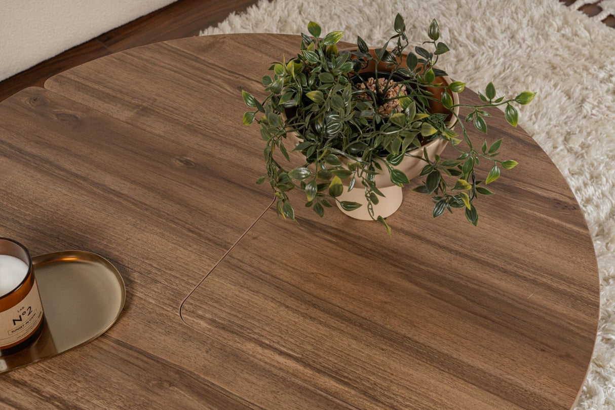 Round Coffee Table Moari Walnut Melamine 90 cm