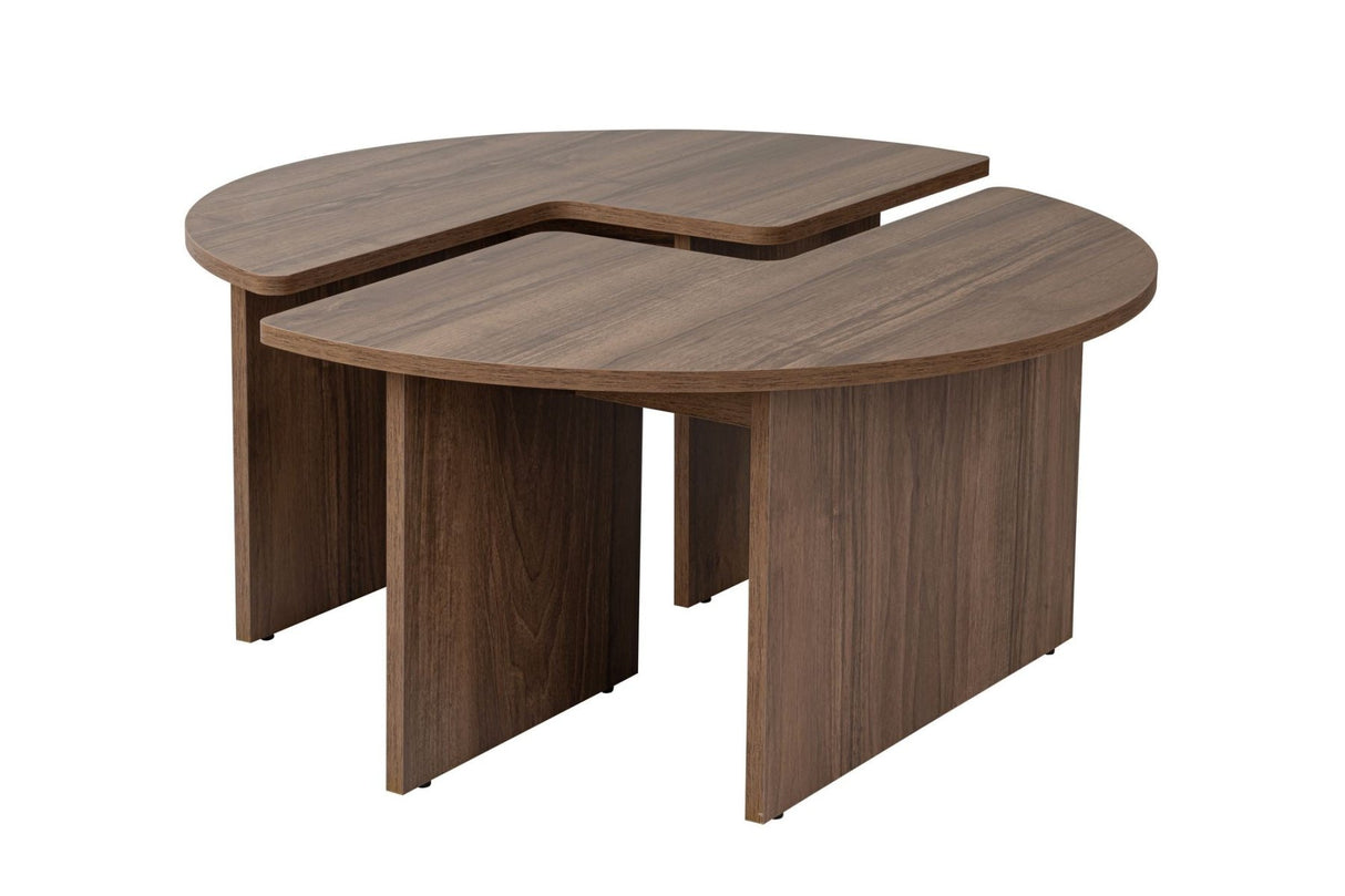 Round Coffee Table Moari Walnut Melamine 90 cm