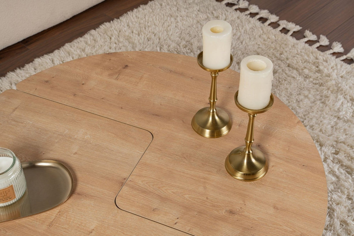 Round Coffee Table Moari Oak Melamine 90 cm