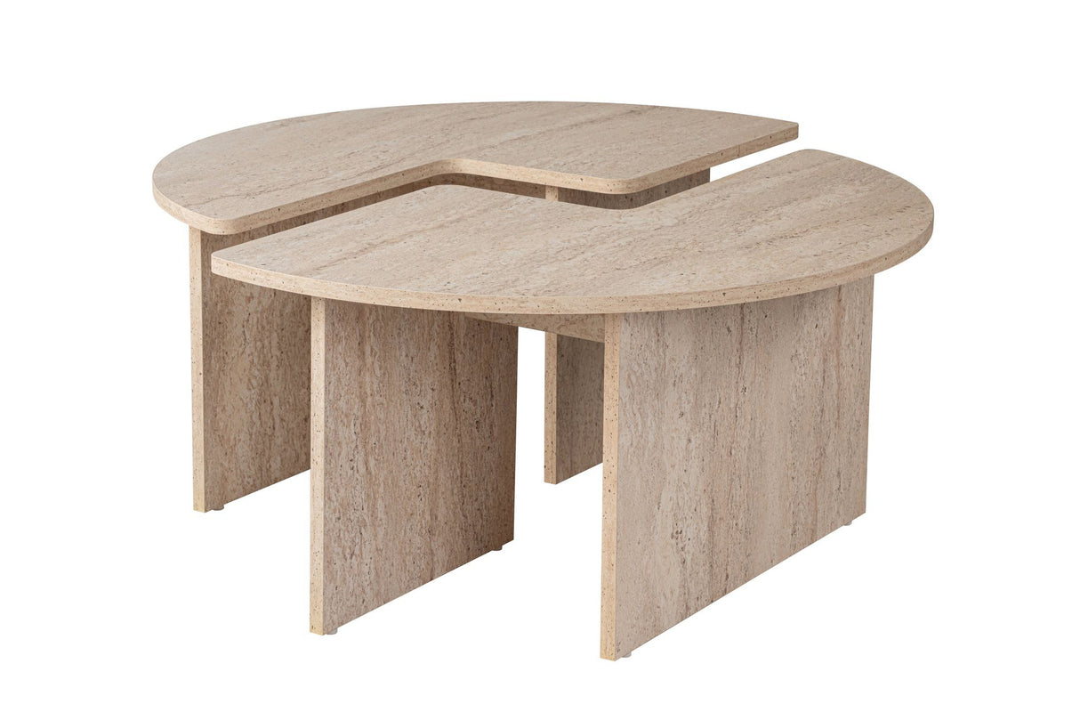 Coffee Table Set of 2 Travertine Maira - Melamine