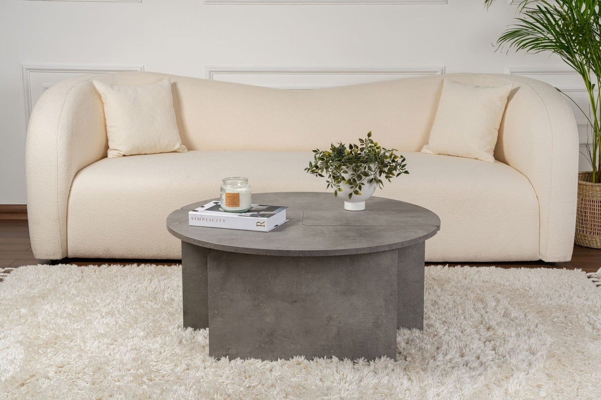 Round Coffee Table Moari Concrete Look Gray Melamine 90 cm