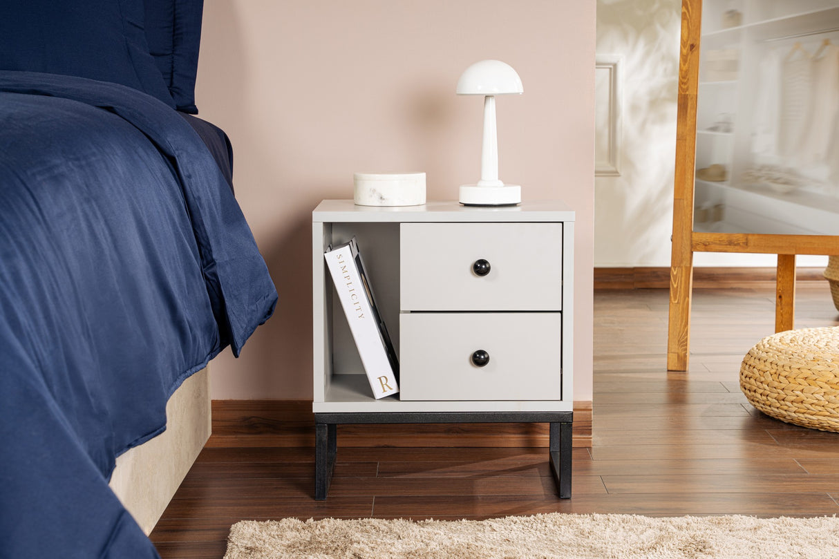 Nightstand Gray Melamine Pulsar - Black Frame