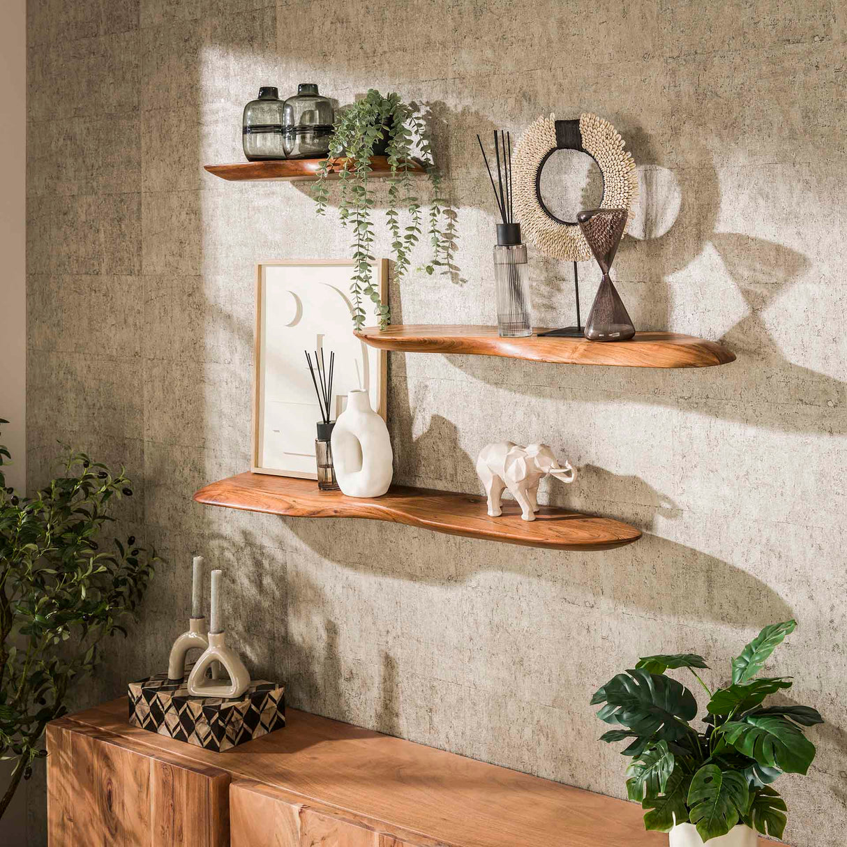 Nordic Wall Shelf 120 Solid Acacia Wood