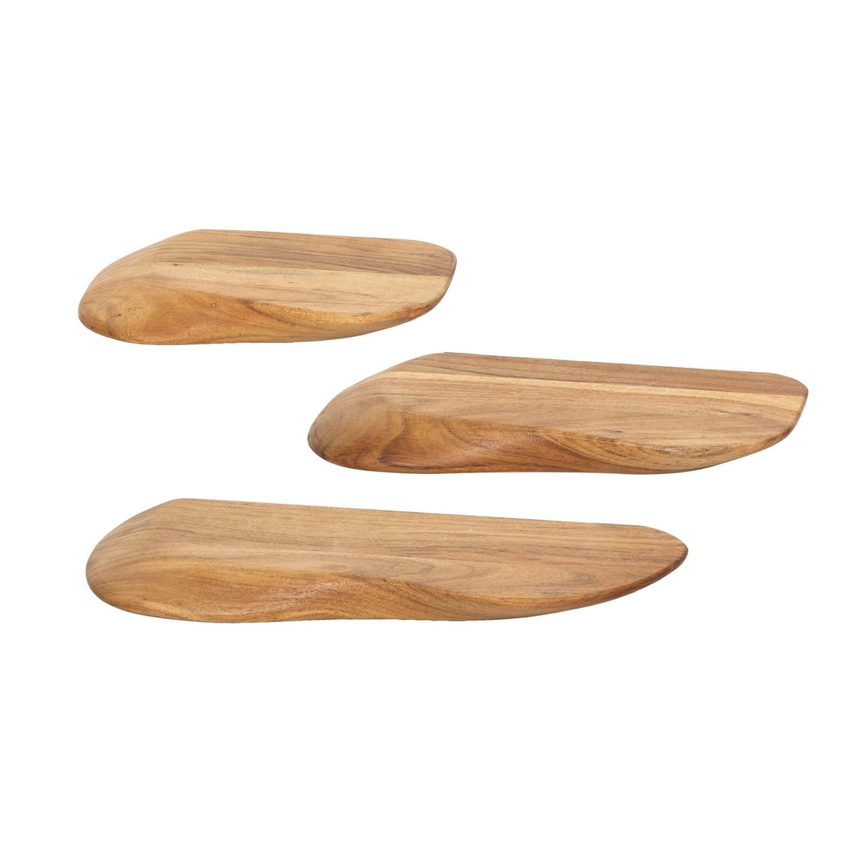 Nordic Set of 3 Wall Shelves Organic - Solid Acacia Wood