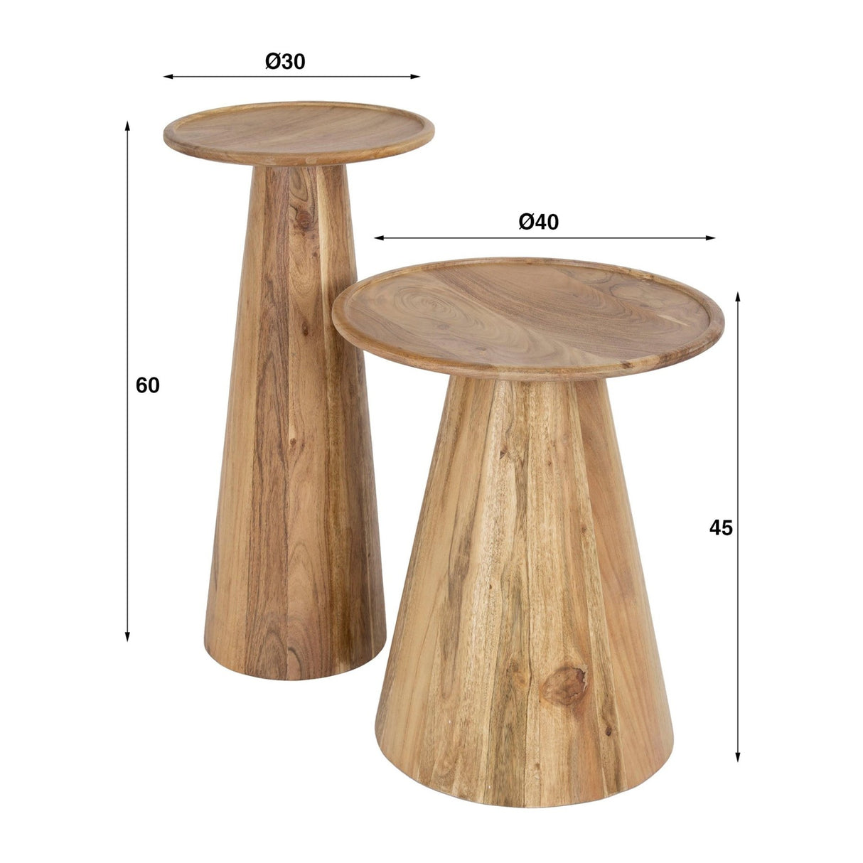 Side table set Nova acacia wood – set of 2