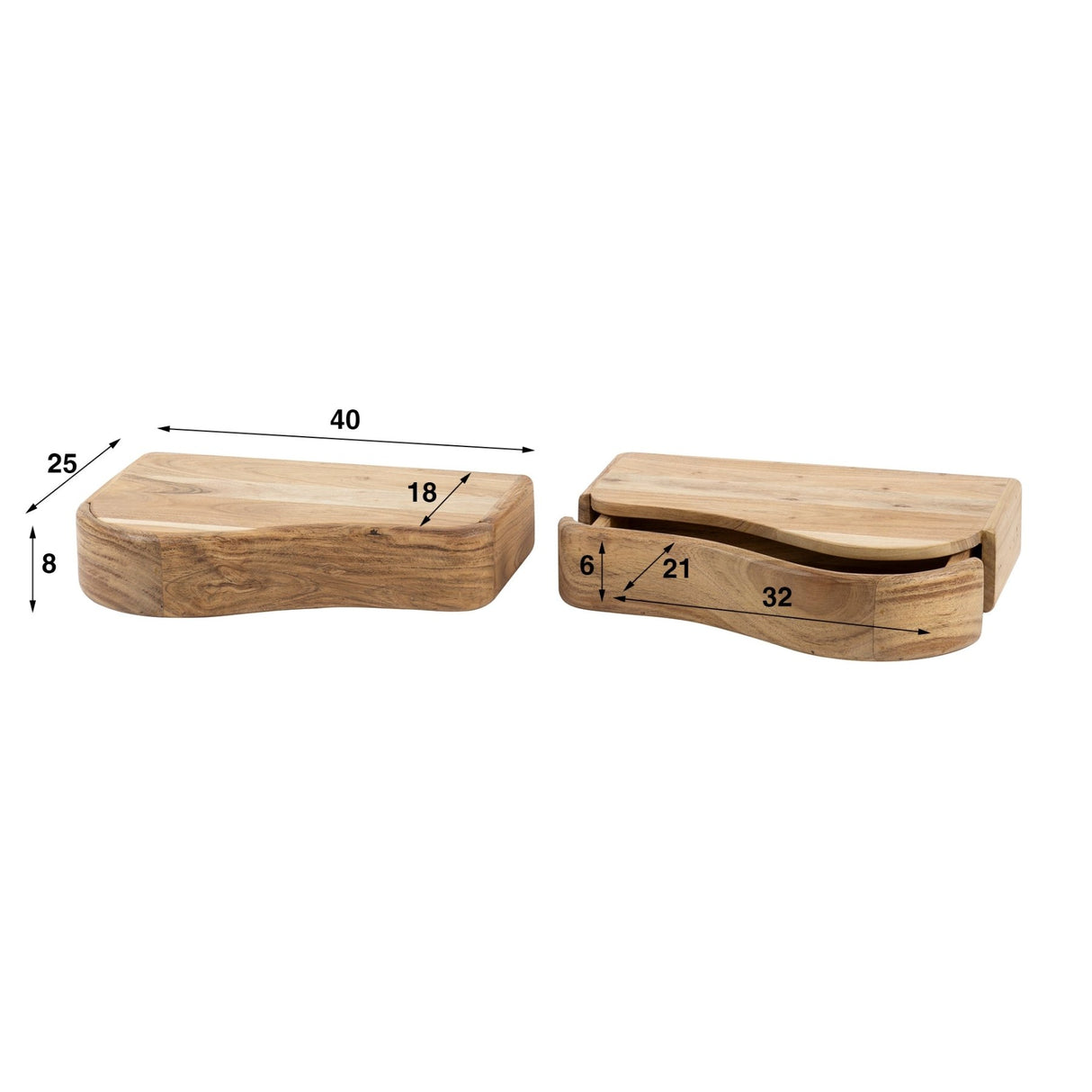 Acacia wall-nightstands Nova L/R (set of 2)