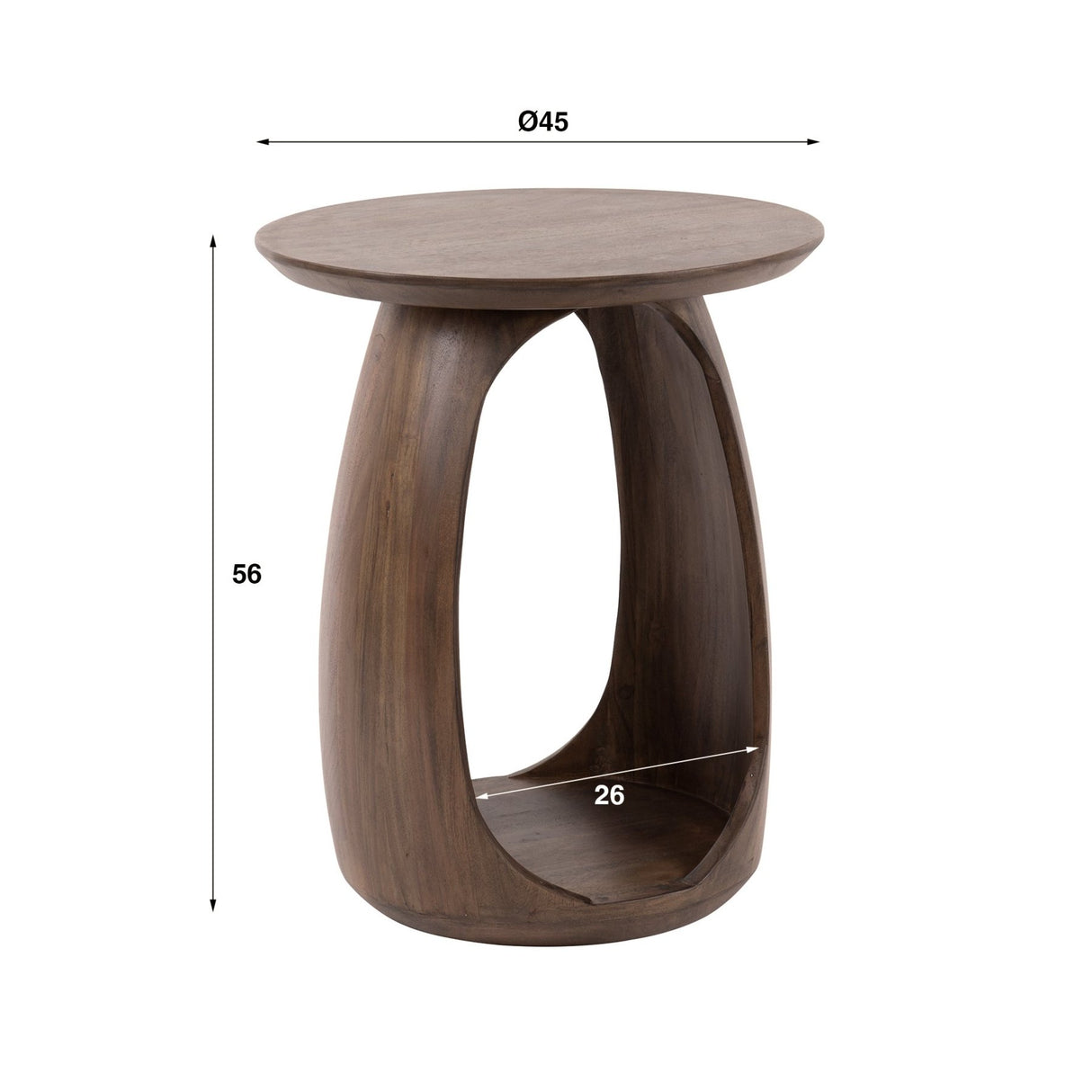 Side table Juno Acacia Brown 45x45x56 cm