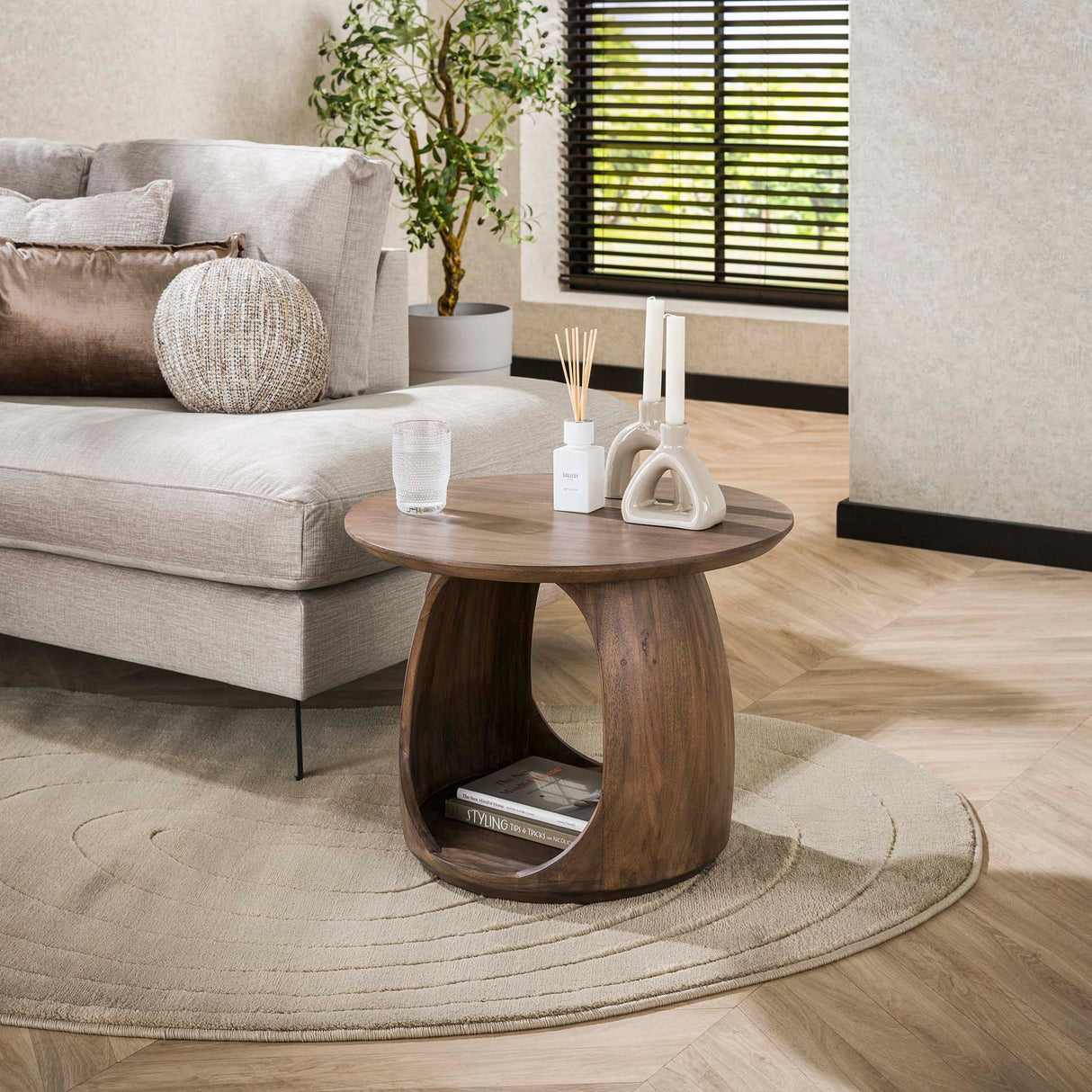 Side Table Nore Solid Acacia Brown 60x60x46 cm