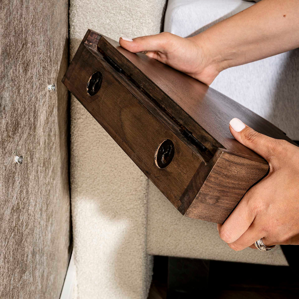 Floating Half-Round Nightstands Set of 2 – Acacia