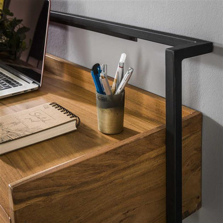 Floating Industrial Desk Naomi Acacia Wood 2 drawers 120x38x37 cm