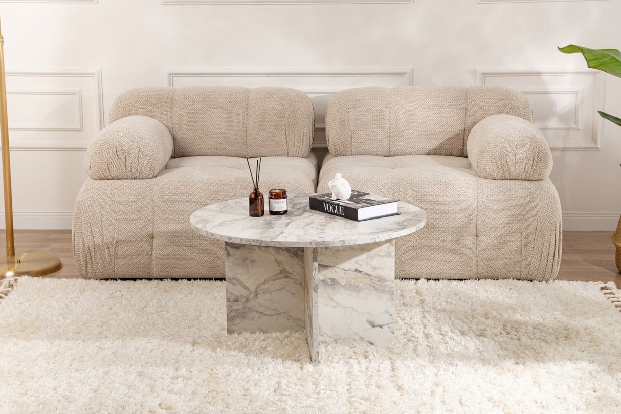Round Coffee Table Armo Marble Look 80 cm