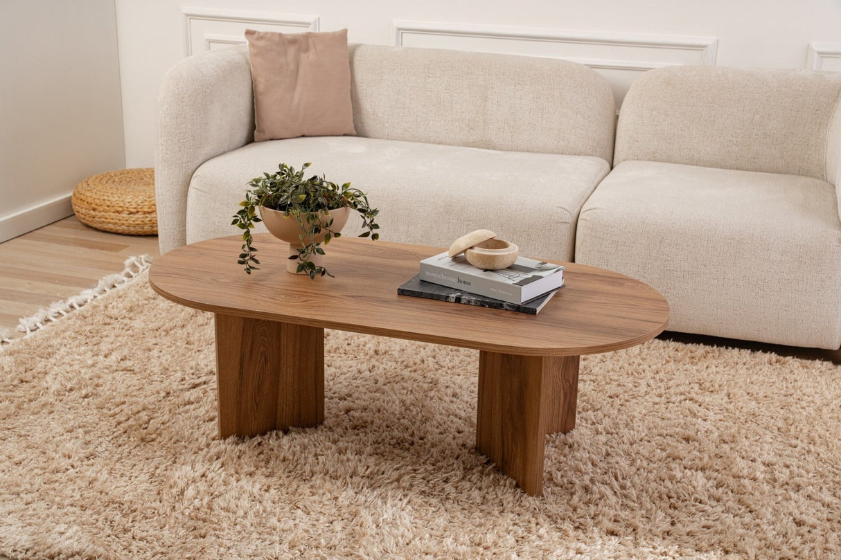 Oval Coffee Table Wood Look - 120x60
