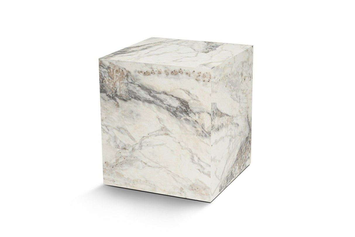 Modern Side Table Cube Square Marble Look - 45x45x50 cm