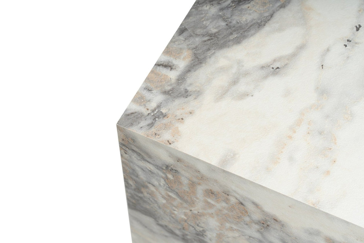 Modern Side Table Cube Square Marble Look - 45x45x50 cm