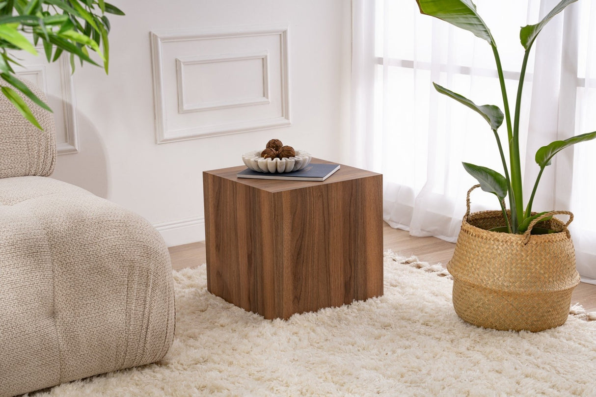 Modern Side Table Cube Square Walnut Look - 45x45x50 cm