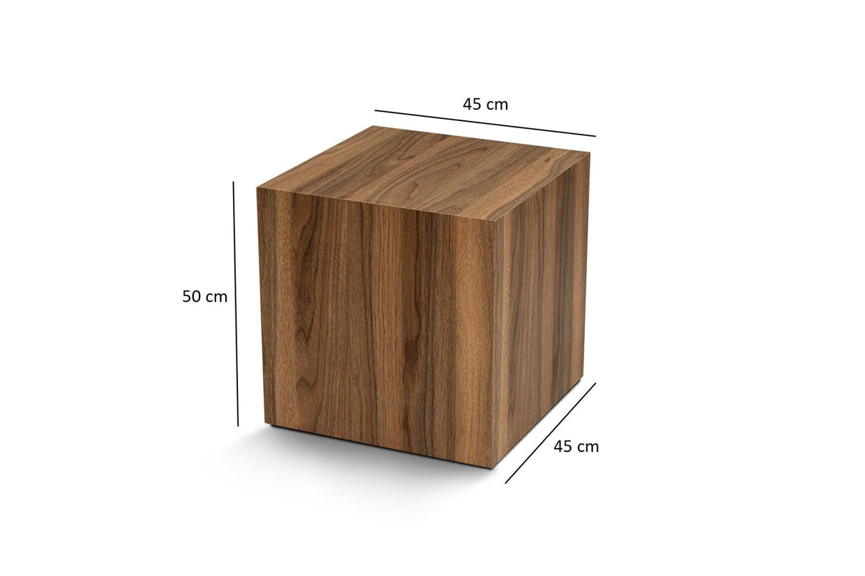 Modern Side Table Cube Square Walnut Look - 45x45x50 cm